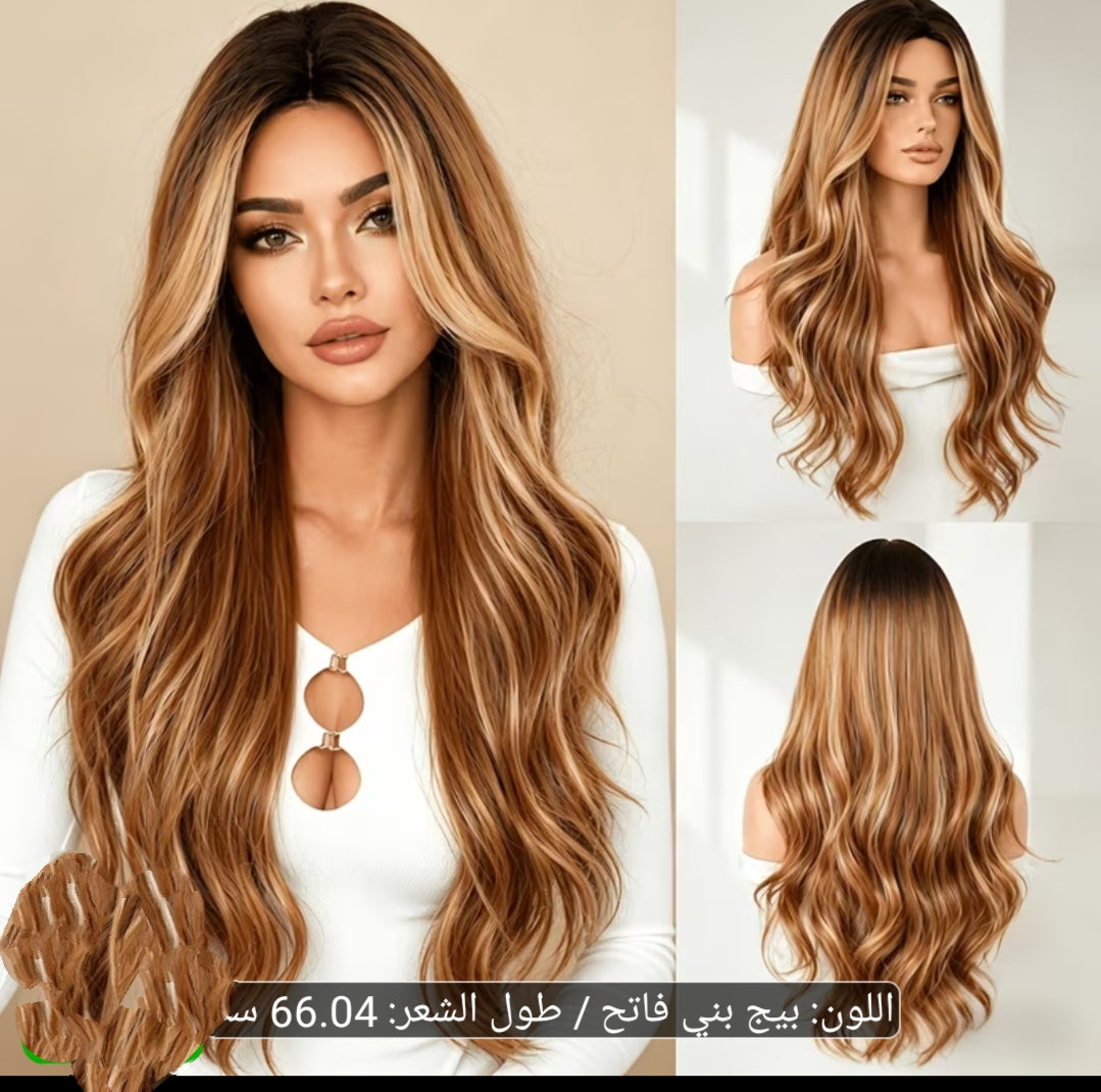 باروكة لون بني بيج فاتح