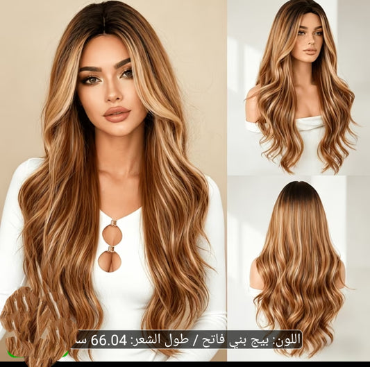 باروكة لون بني بيج فاتح