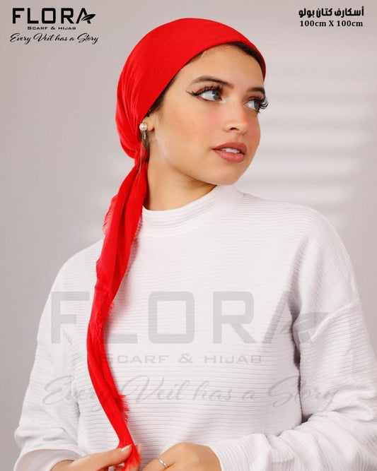 سكارف كتان مربع 100*100 سم