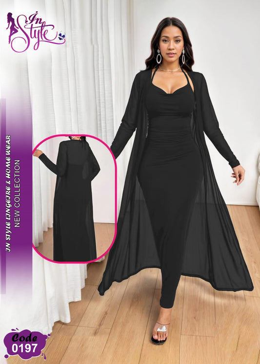 طقم نوم فاخر: قميص نوم مع كارديجان أنيق