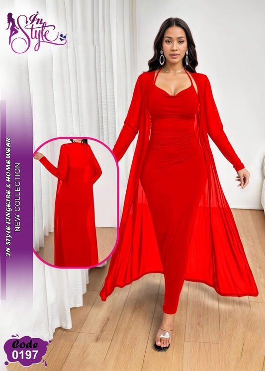 طقم نوم فاخر: قميص نوم مع كارديجان أنيق