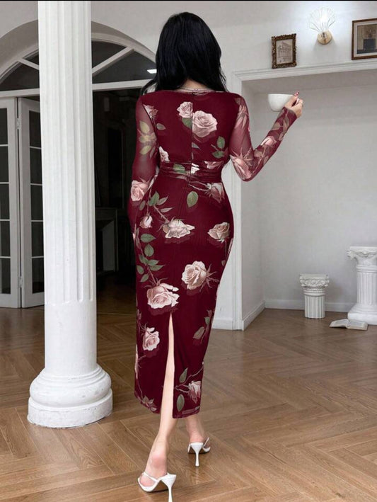 فستان شيفون مورد أنيق